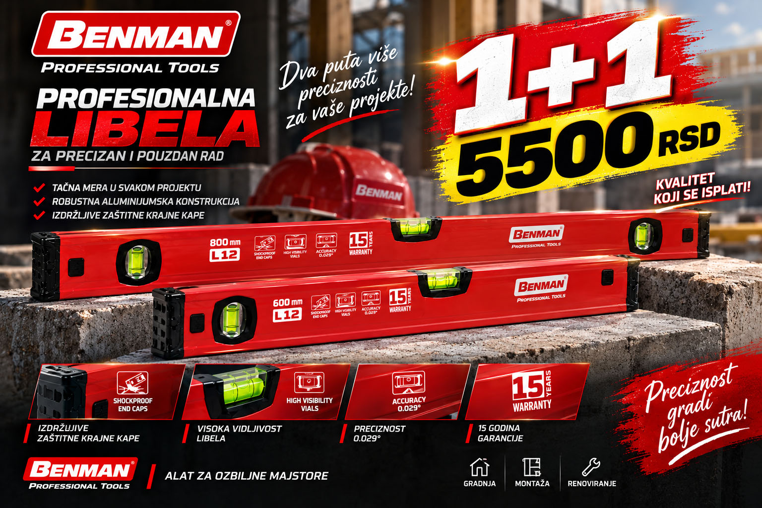 Benman profesionalne libele akcija 1 plus 1